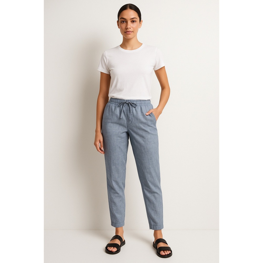 J. Crew Lightweight Drawstring Pants‎ Light Blue Chambray Casual Size 2